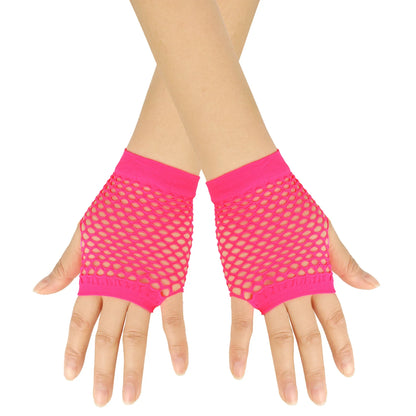 Solid Color Fingerless Mesh Gloves – Short Fishing, Party & Dance Gloves
