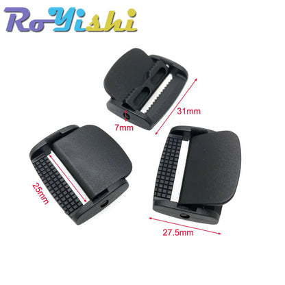 5Pcs Plastic Cam Buckle Set – Adjustable Black Toggle Clips for Backpack Straps & Webbing (5/8”–2” Sizes)