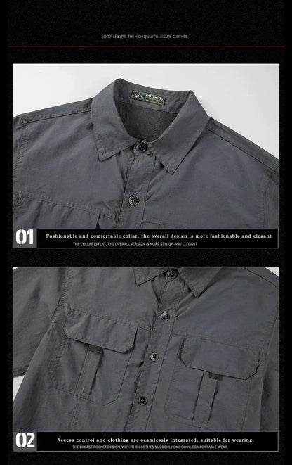 Men's Lightweight Tactical Shirt – Breathable Long Sleeve Outdoor Work Shirt with Sun Protection