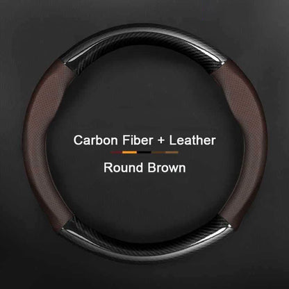 Hyundai Carbon-Fiber Leather Steering Wheel Cover — Fits i20/i30/i40/ix25/ix35/ix55/Elantra/Tucson/Sonata/Solaris/Palisade/Nexo