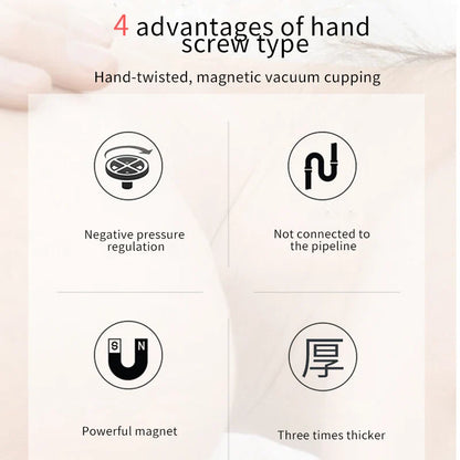 Rotating Handle Suction Cupping Set – 4 Sizes Twist Vacuum Cups for Nipple Enhancement & Anti-Cellulite Massage