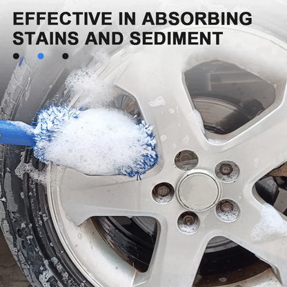SEAMETAL Car Wheel & Tire Cleaning Brush – Portable Plush Hub Brush for Car Detailing and Dust Removal