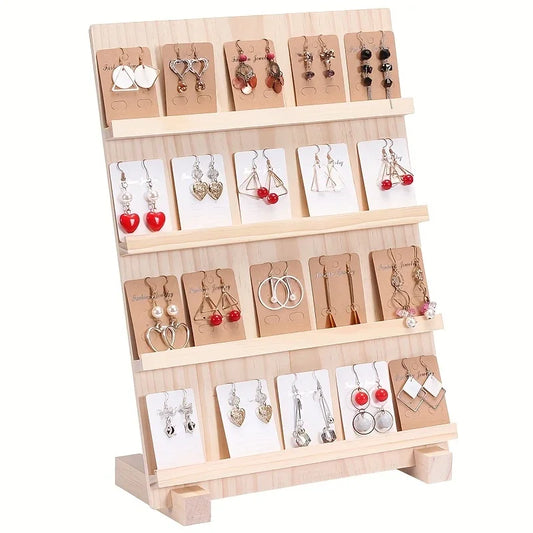 Wood Earring Display Stand – Jewelry Holder & Earring Card Organizer
