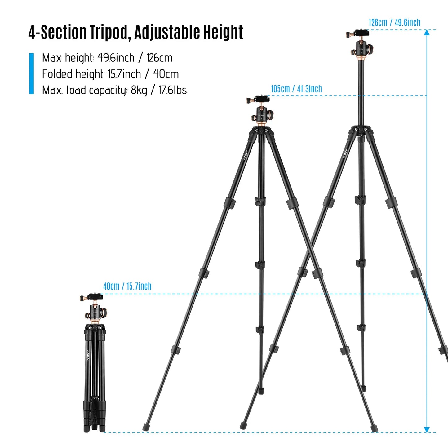 Andoer Q160SA Camera Tripod – Panoramic Ballhead for DSLR, Digital Cameras, Camcorders, Canon, Nikon, Sony