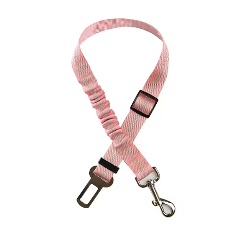 High-Grade Adjustable Dog Car Safety Belt — Shock-Absorbing Damping Strap with Reflective Trim, Universal Fit