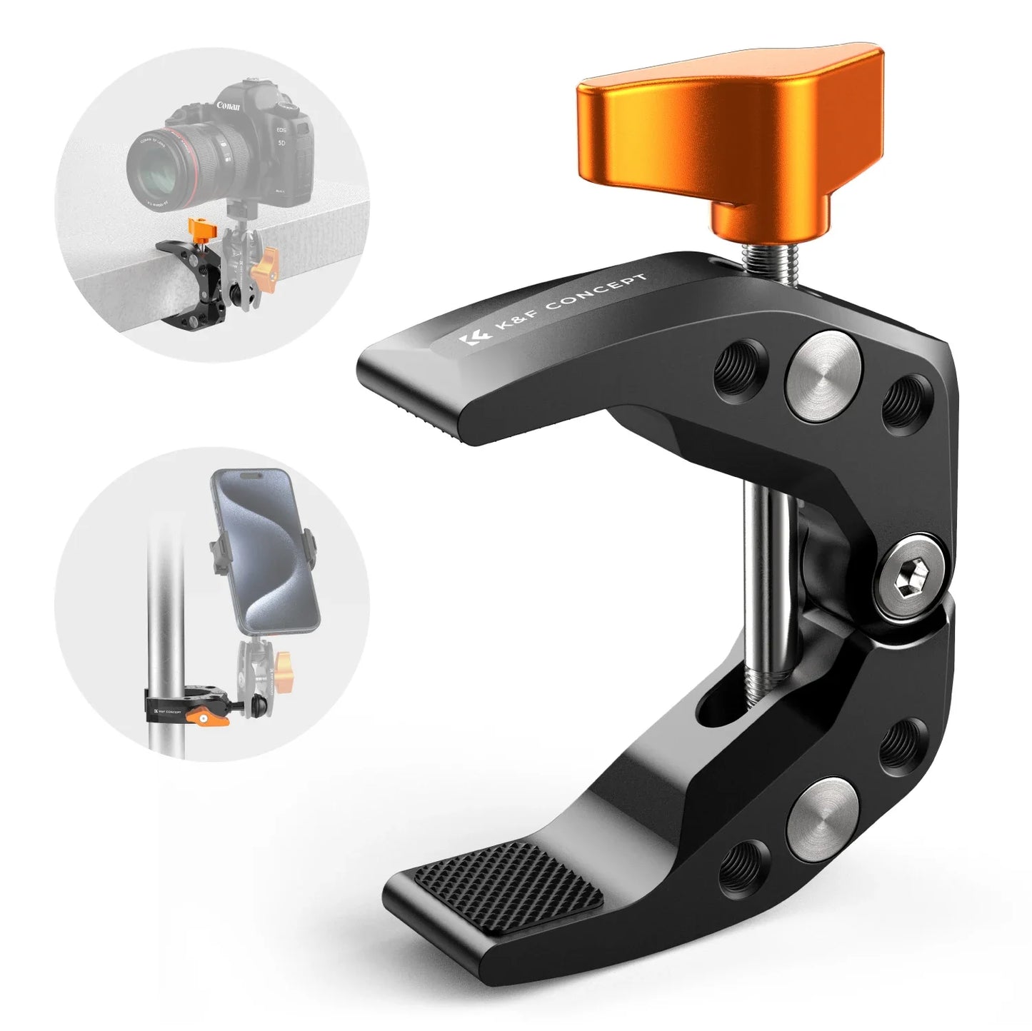 K&F Concept Multi-Functional Super Clamp with Double 360° Ball Head Magic Arm for GoPro, Insta360, DJI Osmo Action Camera, and Phone
