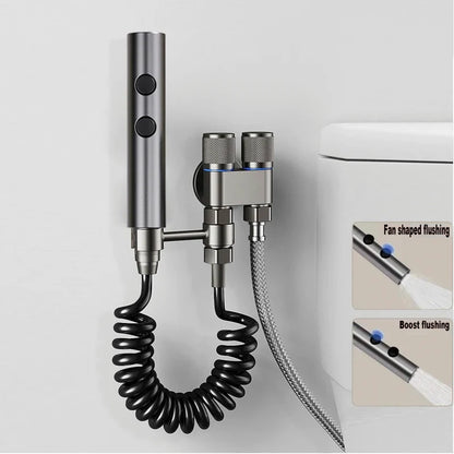 Stainless Steel Toilet Bidet Sprayer Set - Dual Button Handheld Rain Spray Faucet with Self-Cleaning Shower Head & Bathroom Hose Kit