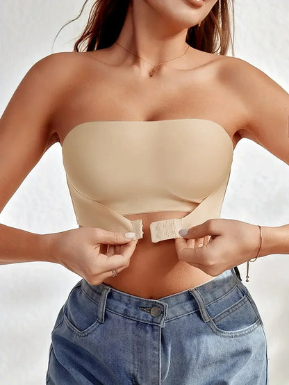 Women's Strapless Seamless Bra — No Padding, Front Button Comfortable Smooth Underwear