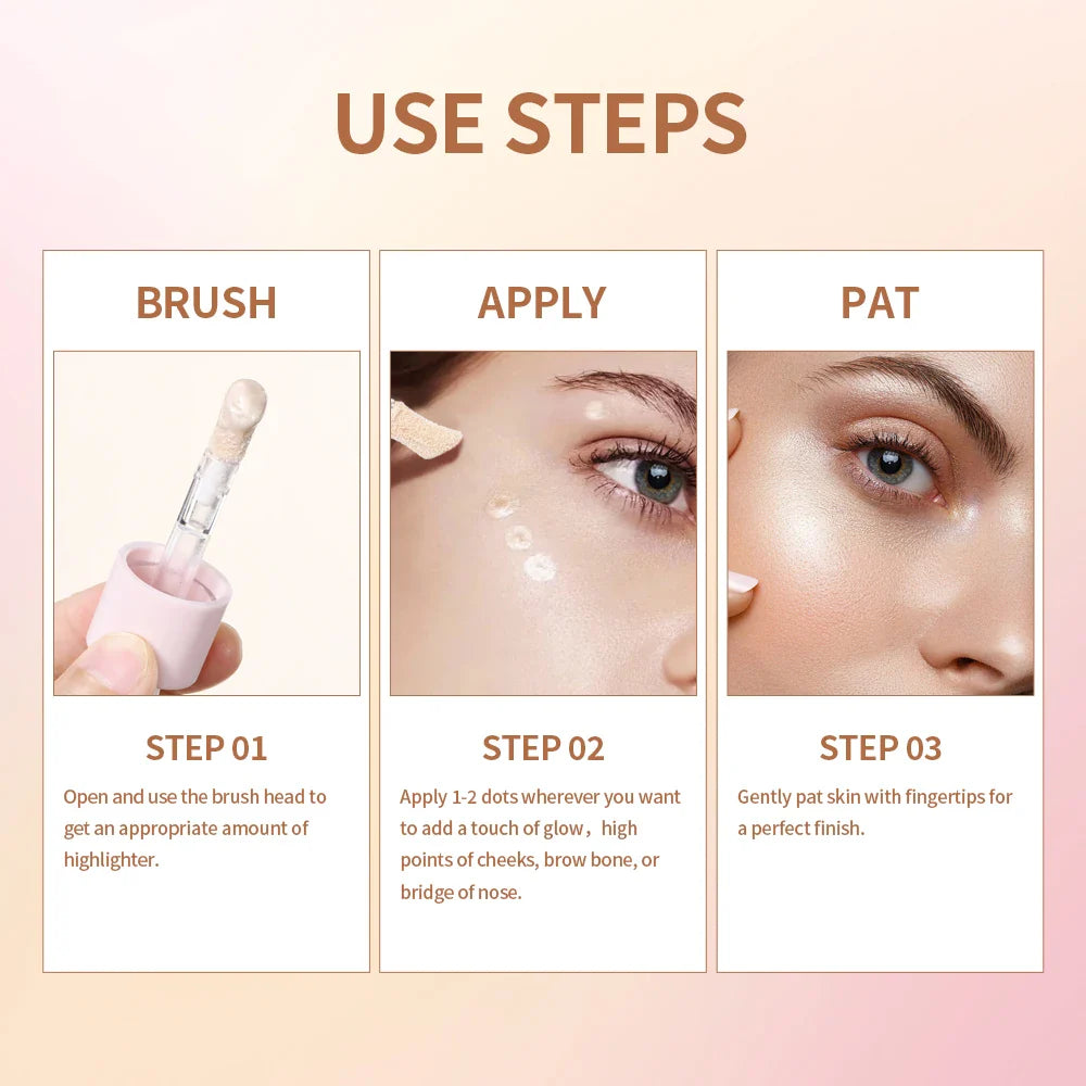 4-Color Liquid Face Highlighter — Bronzer & Contour Shimmer Makeup