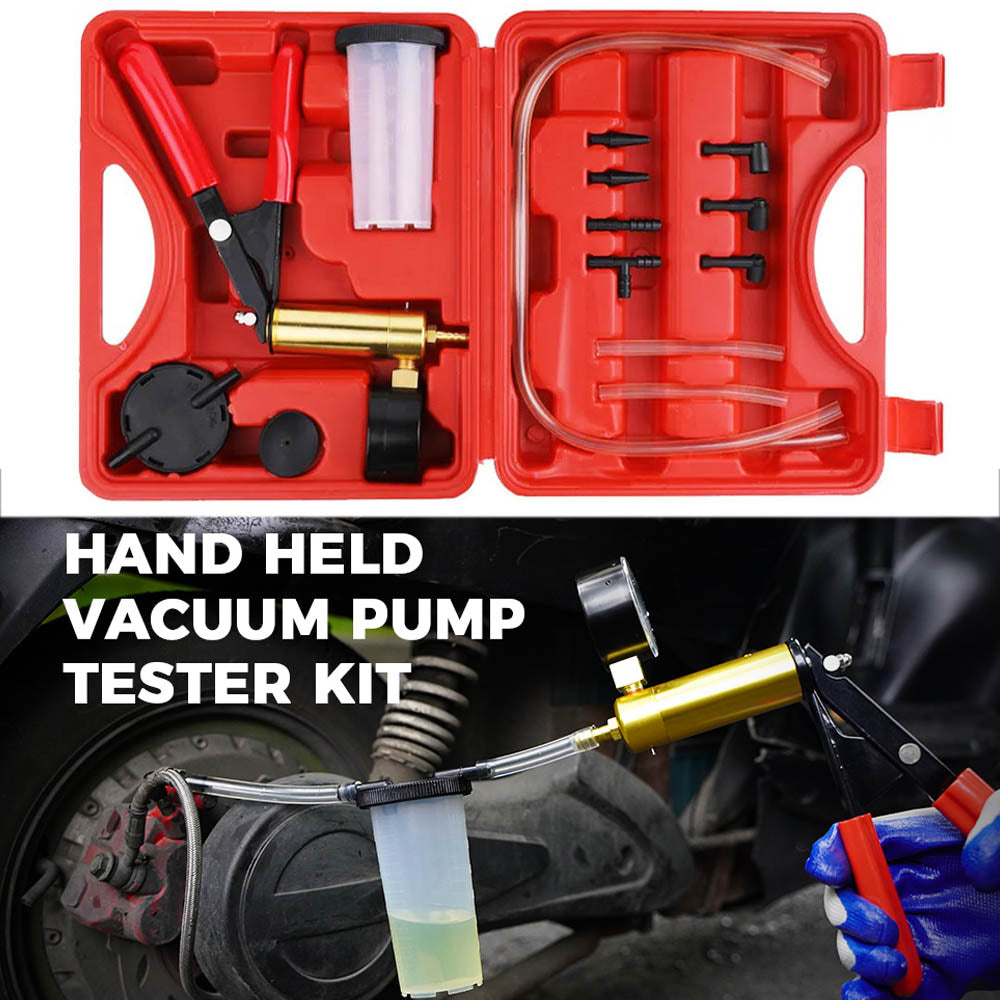 CAER Manual Brake Bleeder & Vacuum Pump Kit – 2-in-1 Handheld Automotive Fluid Tester with Gauge & Adapters