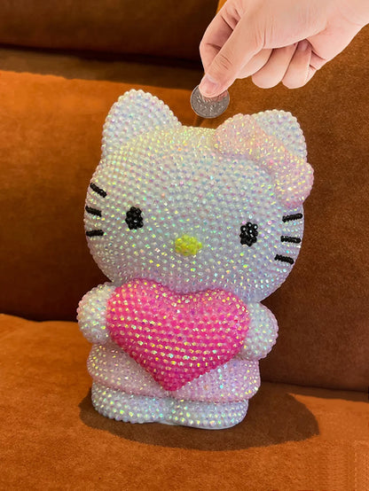 Hot Sale DIY Anime Piggy Bank – Cartoon Melody & Hello Kitty Diamond Stick Figurine Model Gift Statue Doll