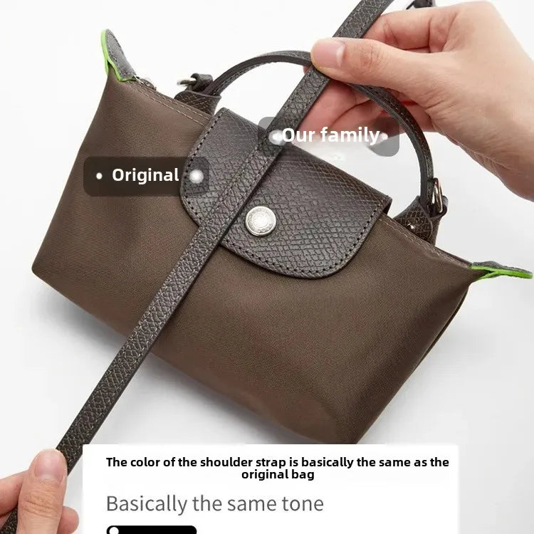 Leather Replacement Crossbody Bag Strap for Longchamp Mini — Earthy Color Shoulder Strap, No Punching Needed