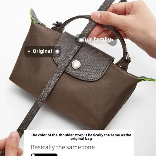 Leather Replacement Crossbody Bag Strap for Longchamp Mini — Earthy Color Shoulder Strap, No Punching Needed