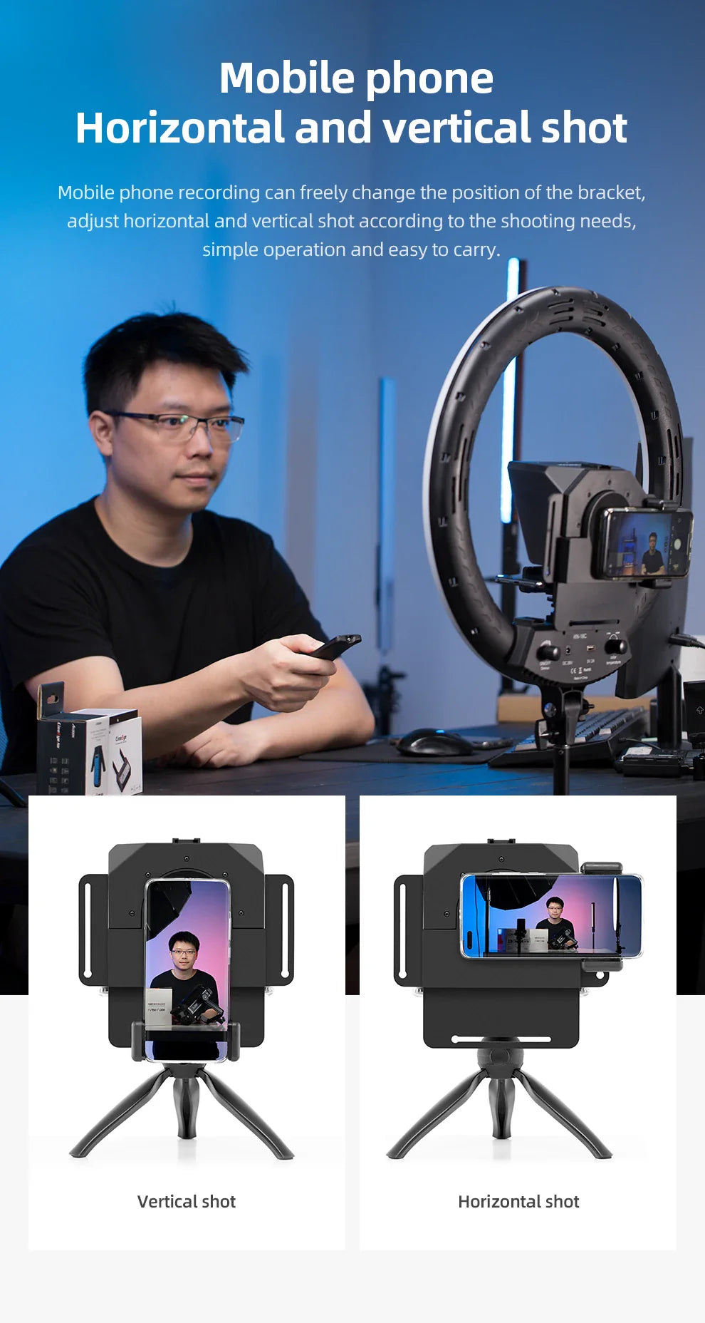Ambitful Mini Teleprompter – Portable Phone & DSLR Recording Inscriber with Remote Control for Video