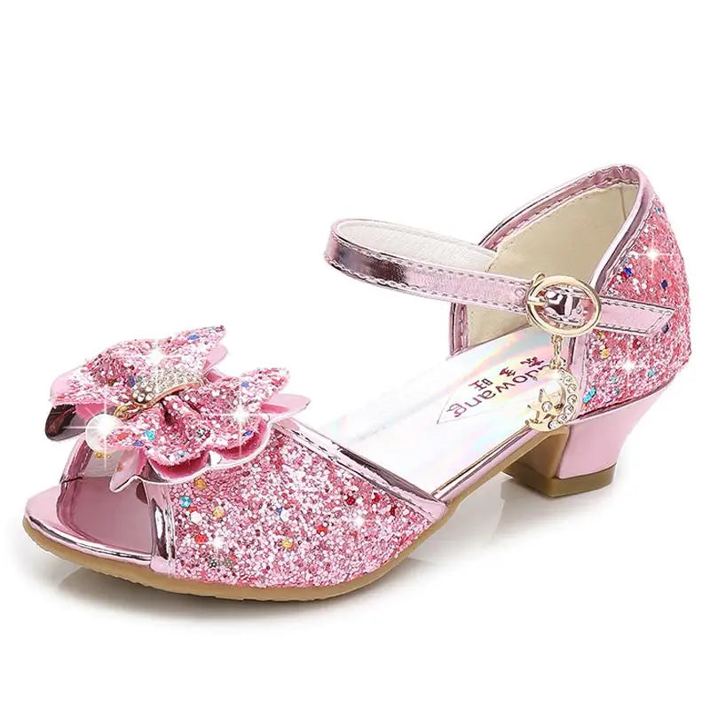 Children’s Princess Sandals - Girls’ Bowtie High Heel Wedding & Dress Shoes