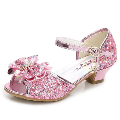 Children’s Princess Sandals - Girls’ Bowtie High Heel Wedding & Dress Shoes