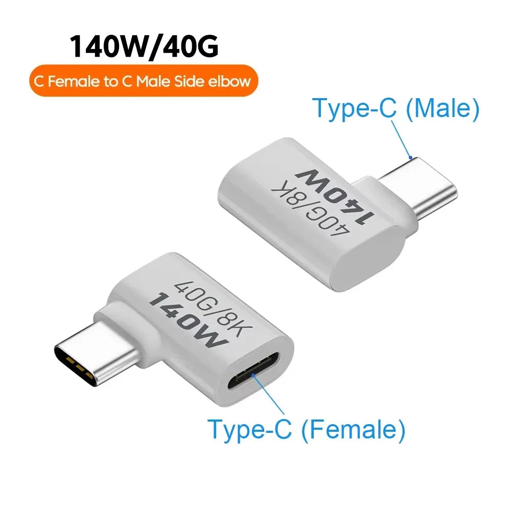 NNBILI 140W 40Gbps OTG Type-C Adapter – 90° USB-C to USB-C Fast Charging & Data Transfer for iPhone 15 & MacBook
