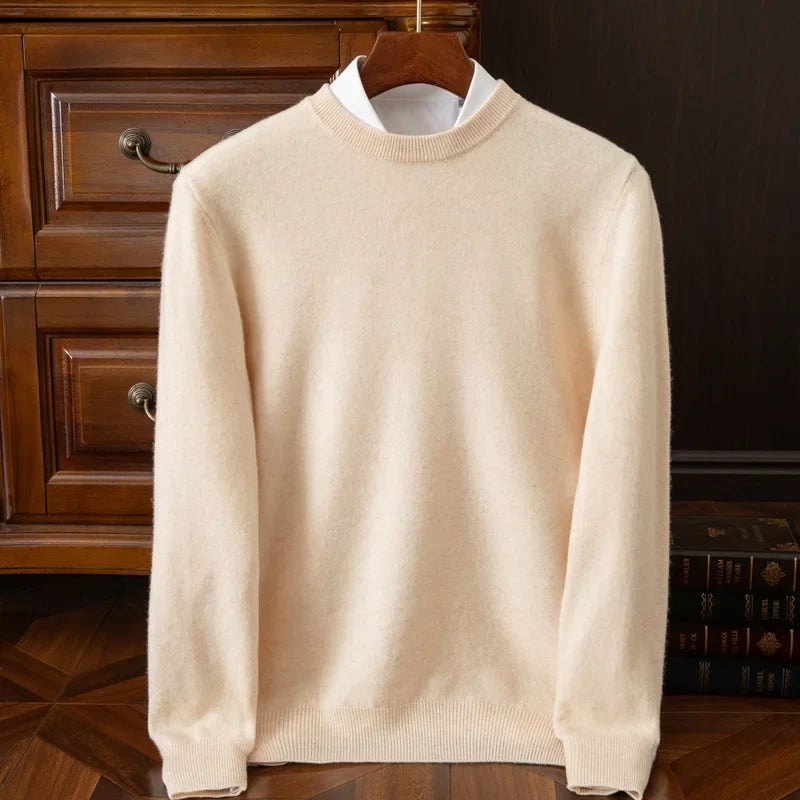 Men's 2025 Cashmere Sweater - O-Neck Oversized Loose Fit Knitted Pullover Autumn Winter Korean Style Top