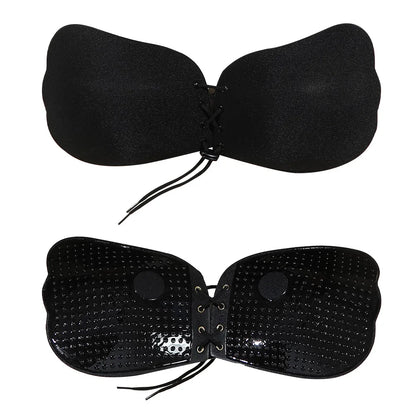 Invisible Pull Rope Bra with Anti-Protrusion Breast Patches – Backless Wedding Dress Underwear
