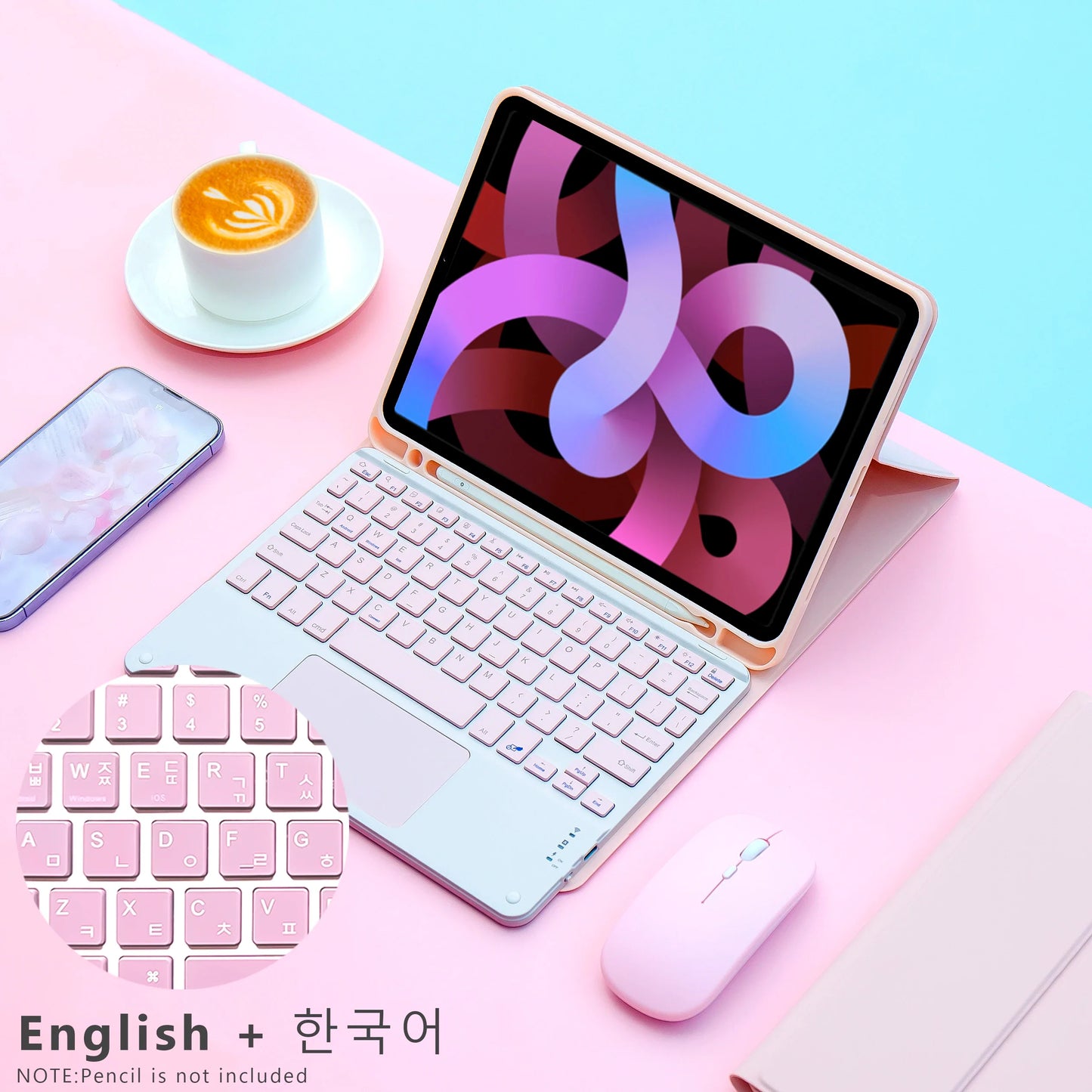 Magic Keyboard & Wireless Mouse Case for iPad — Compatible with iPad 9th Gen, 10.2-inch (7th/8th), iPad Pro 11 M4, Air M3, and Air 4/5 10th Gen