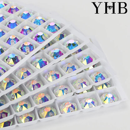 YHB XIRIUS AB Moonlight Glass Crystal — Flatback Sew-On Rhinestones for Garments, Clothes & Bags