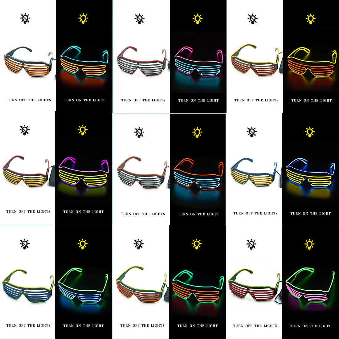 LED Glowing Glasses - Luminous Neon Glow Sunglasses with Flashing Light for Party, Christmas, and Costume Props