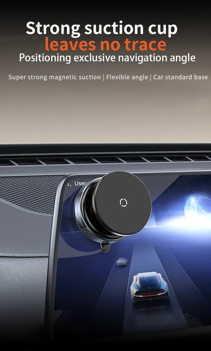 Magnetic Car Phone Mount – 360° Rotation, Vacuum Adsorption with Super Strong Suction for iPhone 12-16 Smartphones