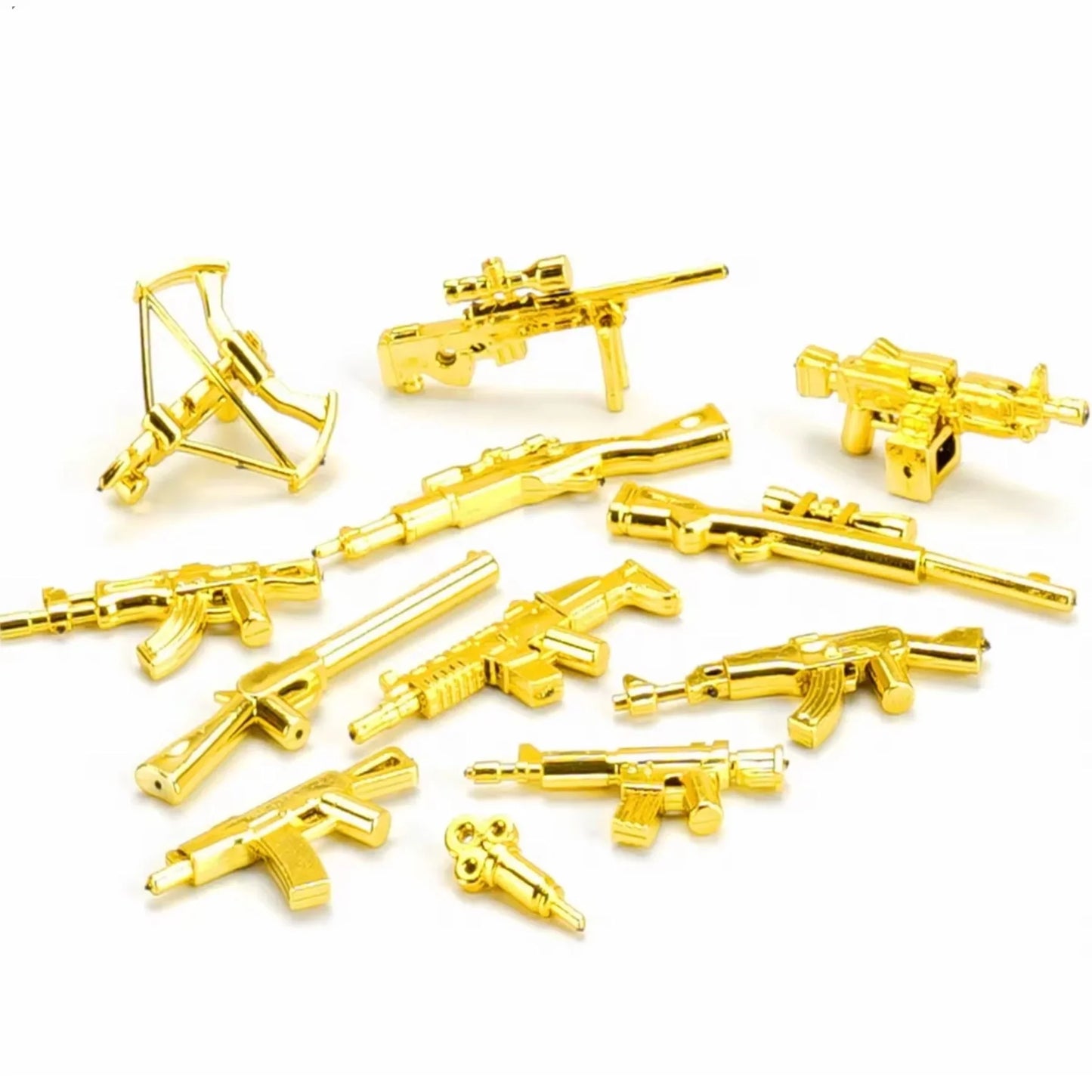 Electroplated Chrome & Gold Mini Building Block Action Figures – Collectible Toy Set