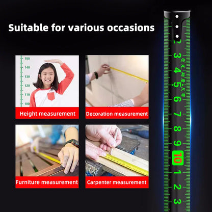 Fluorescent Metric Measuring Tape: Self-Locking Steel Tape Measure - High Precision, Wear-Resistant Ruler Tool in 5/7.5/10M Lengths