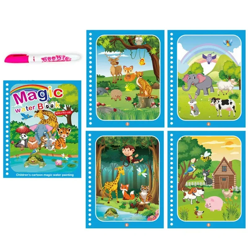 Children's Early Education Magical Water Drawing Book – Reusable Coloring Book with Pen, Creative Educational Toy Gift