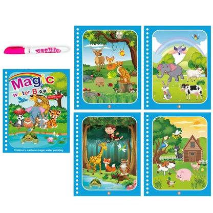 Children's Early Education Magical Water Drawing Book – Reusable Coloring Book with Pen, Creative Educational Toy Gift