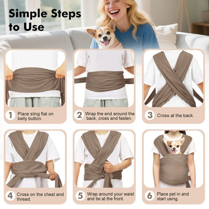 Pawaboo Pet Sling Carrier - Hands-Free Soft Cotton Front Facing Bag for Small Dogs & Cats