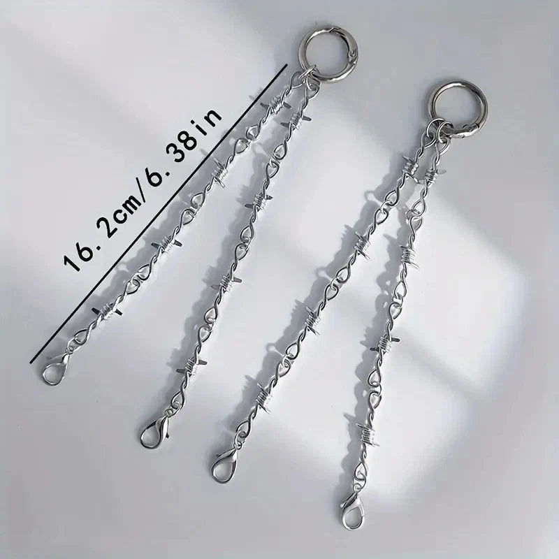 Gothic Punk Shoe Chain - Detachable Double Thorn Shoe Decor with Easy-Release Buckle for DIY Fashion