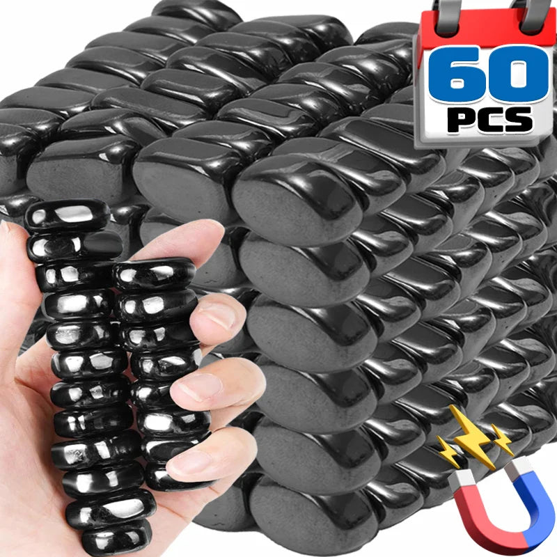 2/60x Irregular Polished Lodestone Magnets – Mini Magnetic Stones for Fridge, Whiteboard, Locker & Office Use