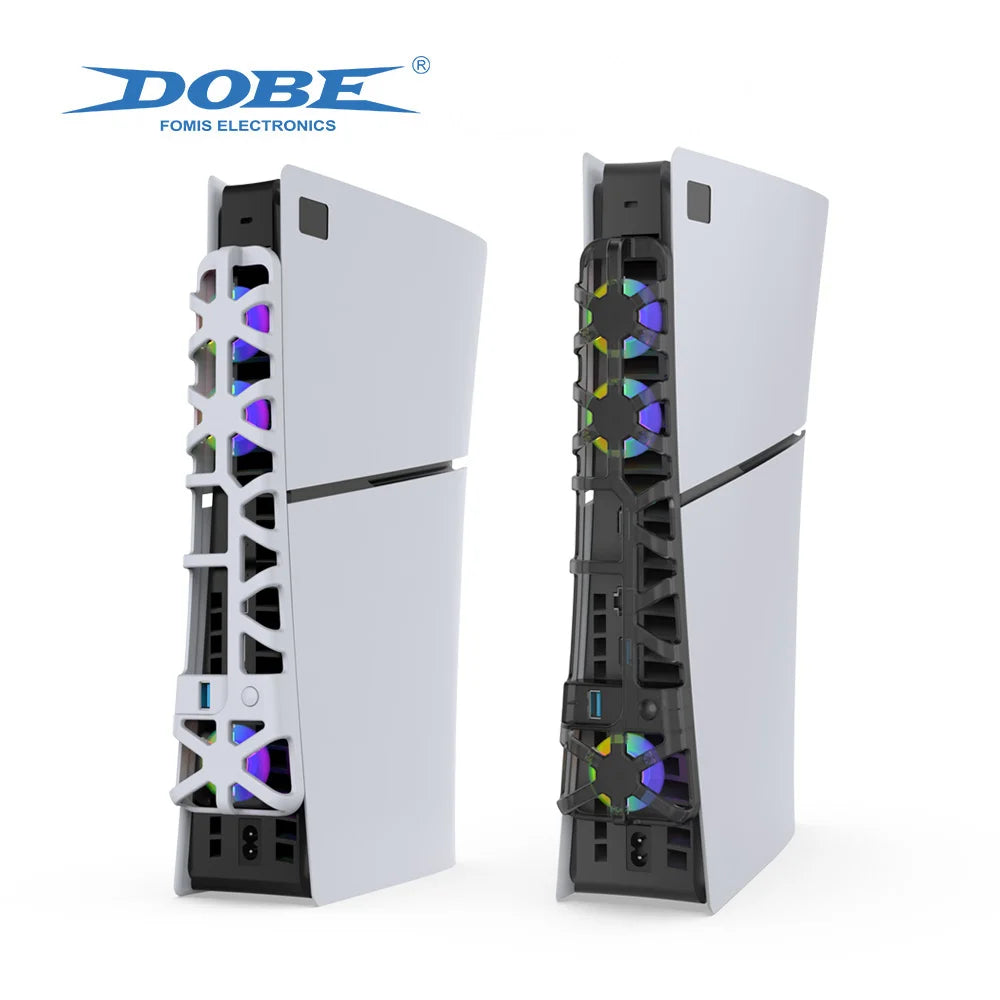 DOBE Cooling Fan for PS5 Slim – Disc & Digital Edition with RGB Lighting and USB 3.0 Port TP5-3538S