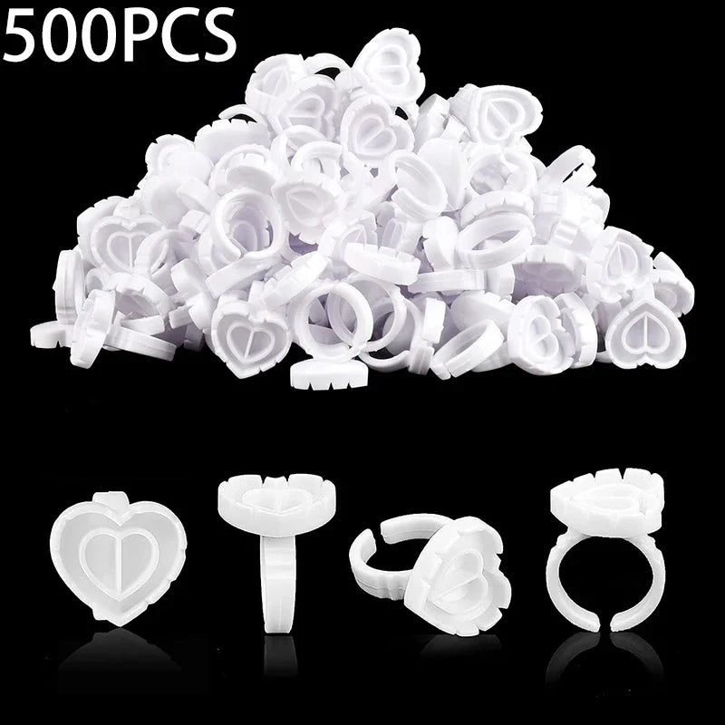 500PCS Disposable Eyelash Glue Fan Cup Rings — Holder Container for Lash Extensions, Tattoo Pigments & Eyelash Tools