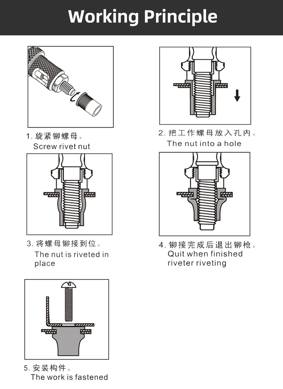 HIFESON Hand Threaded Rivet Nut Gun — Manual Riveter with 70/95/300PCS M3-M12 Nuts for Easy Installation