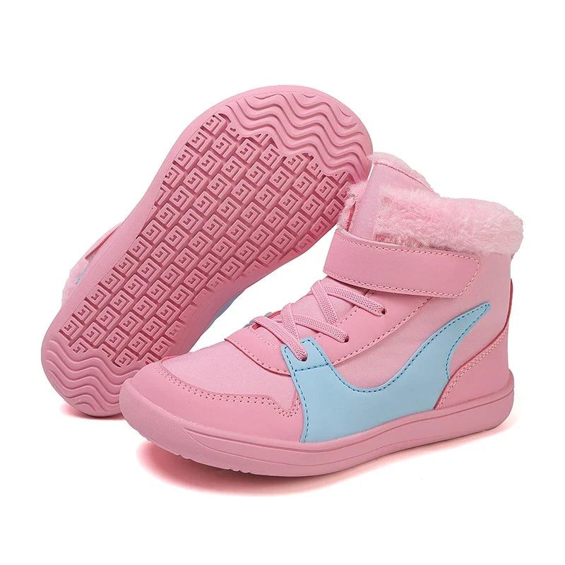 Kids Wide Toe Snow Boots - Warm Minimalist Barefoot Winter Shoes for Boys & Girls Toddlers