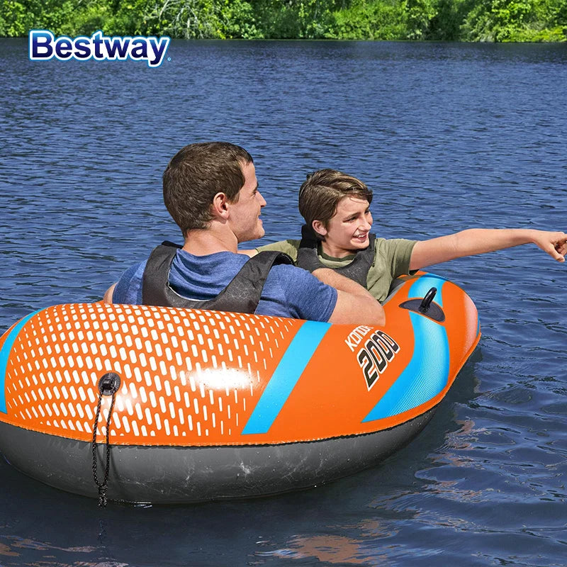 Bestway 61136/61140/61142/61146 Heavy-Duty Inflatable Kayak – 1-3 Person PVC Rafting Boat for Adventure & Thrilling Rides