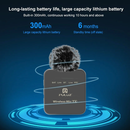 PULUZ Wireless Lavalier Microphone – Portable Mini Mic for iPhone & Android, Audio/Video Recording & Live Broadcast