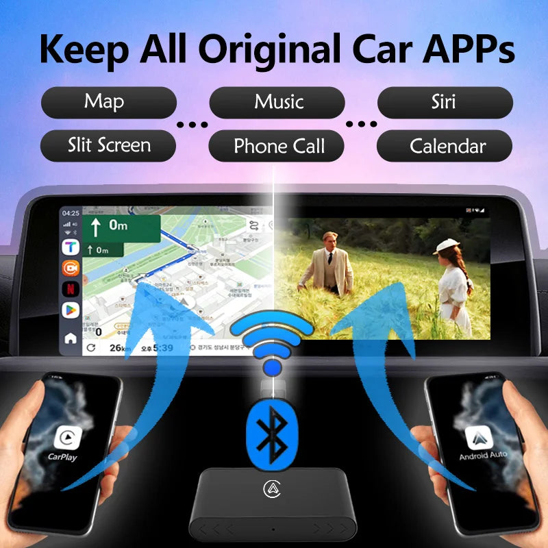 NEW 2-in-1 Wireless Mini Box - CarPlay & Android Auto Adapter | Smart Plug and Play Dongle with Bluetooth & WiFi Fast Connect