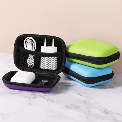 Travel Storage Bag for Earphones - Zipper Charging Case and Portable Cable Organizer for Electronics and Sundries