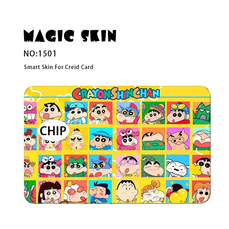 Anime Crayon Shin-Chan Poker PVC Sticker — Waterproof Cartoon Skin for Credit & Debit Cards
