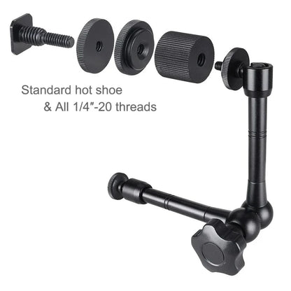 Super Clamp with 7"/11" Adjustable Magic Arm | Articulating Mount for Monitor, LED Light, DSLR Camera, Flash & LCD Video Gear