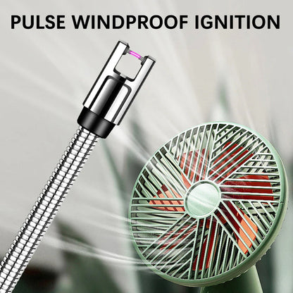 360° Type-C Rechargeable Windproof Plasma Lighter – Curved Flameless USB Arc Ignition Tool for BBQ, Kitchen, Candle & Gas Stove Use