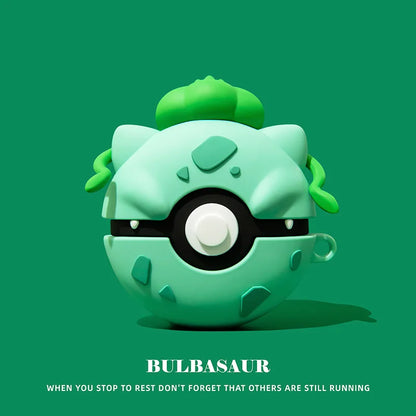 3D Poke Ball Silicone Case for AirPods Pro 2 — Cute Cartoon Anime Earphone Cover for Kids & Boys