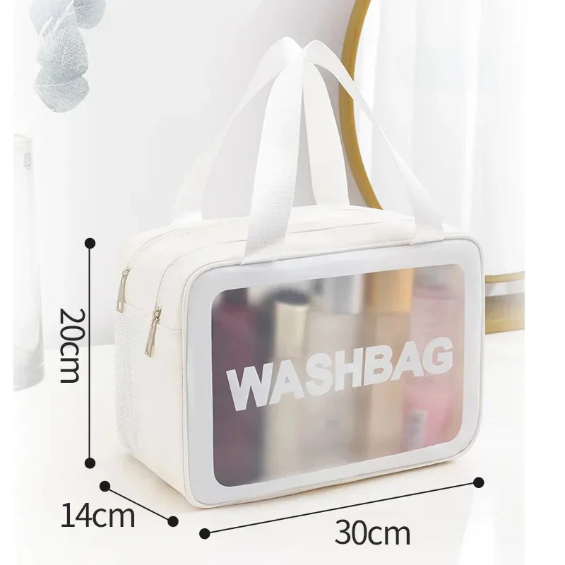Waterproof Large Capacity Travel Cosmetic Bag – Portable Shower Makeup Organizer with Separate Wet & Dry Compartments