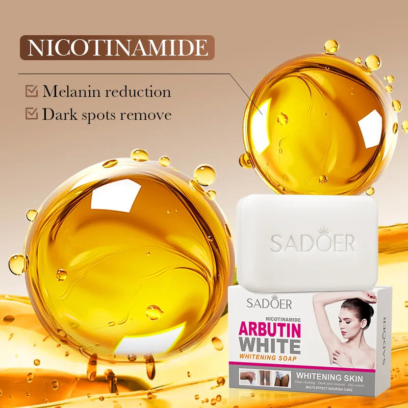 SADOER Niacinamide & Arbutin Facial Soap – Moisturizing, Brightening, Deep Cleansing Handmade Face & Body Wash Foam