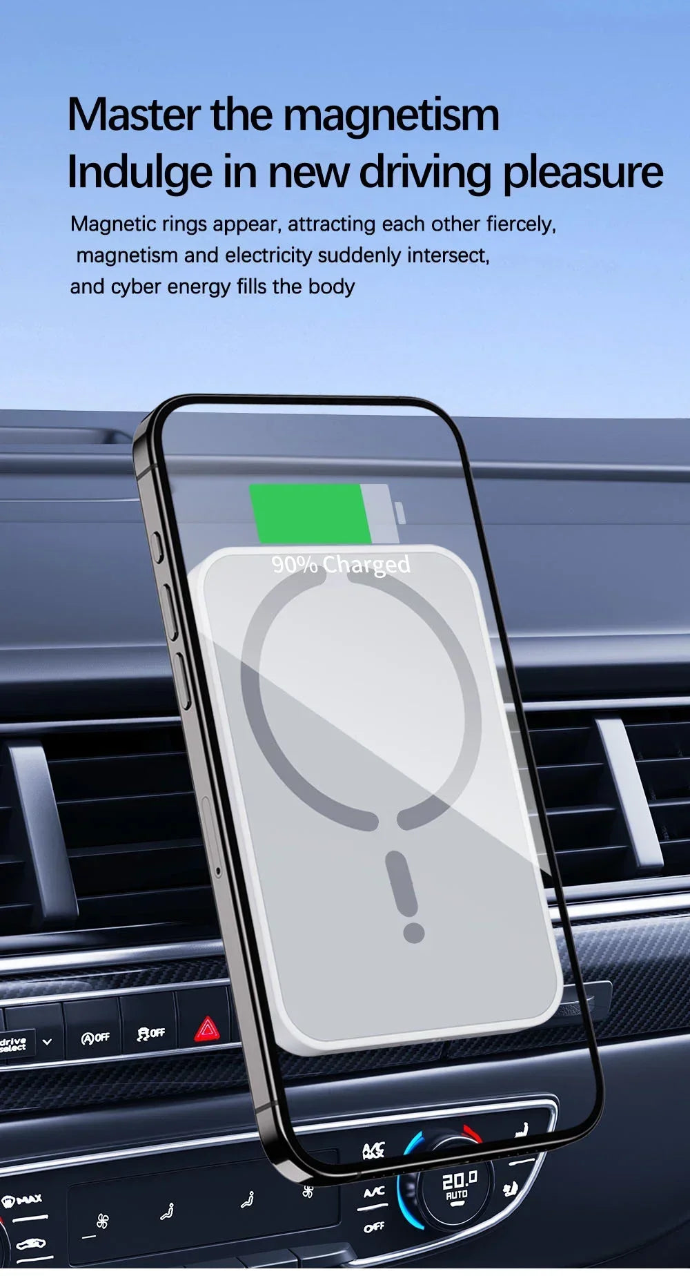 100W Magnetic Wireless Car Charger & Air Outlet Phone Holder — Fast Charging Station for iPhone 16/15/14/13/12 Pro Max