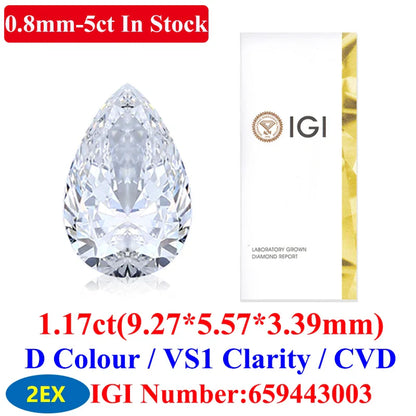 0.1–5CT Super White Lab-Grown Diamond Loose — IGI/GIA Certified, HPHT & CVD, DEFG VVS-SI, Diamond Tester Approved for Wedding Jewelry